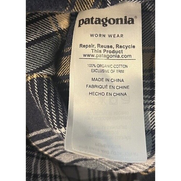Patagonia Shirt Medium Yellow Flannel Check Organic Cotton Lightweight Fjord - Picture 5 of 5